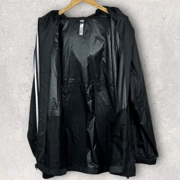 NEW Adidas Black Essentials 3-Stripes Woven Windbreaker Jacket 2XL Lightweight - Picture 6 of 15